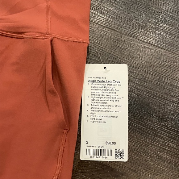 Lululemon Align Wide Leg Crop Soft Cranberry 2 - Picture 3 of 4